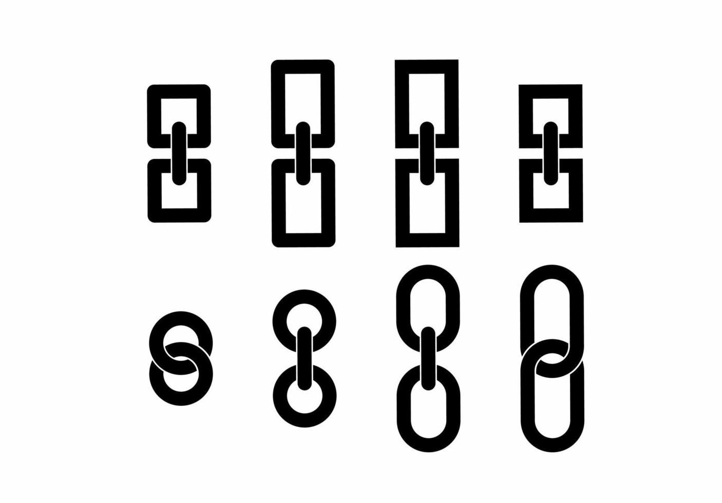 conjunto de ícones de elo de corrente isolado no fundo branco vetor