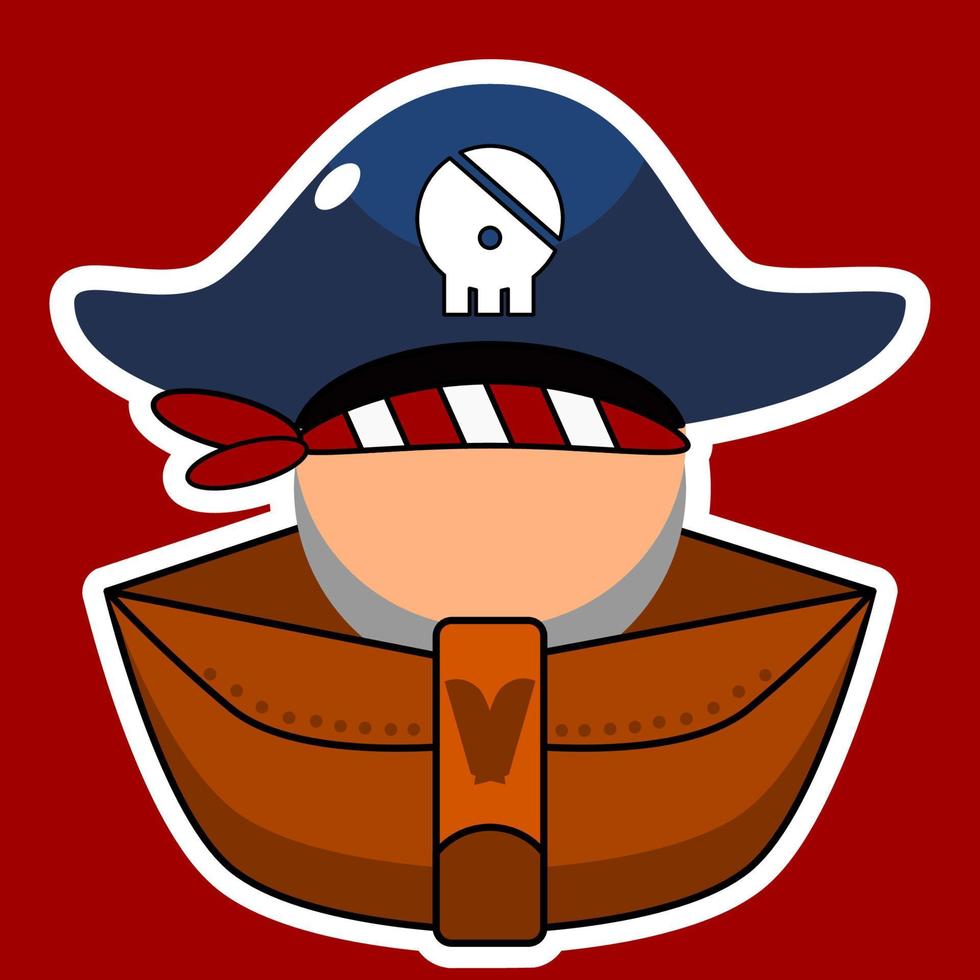 ilustração de doodle pirata em um barco vetor