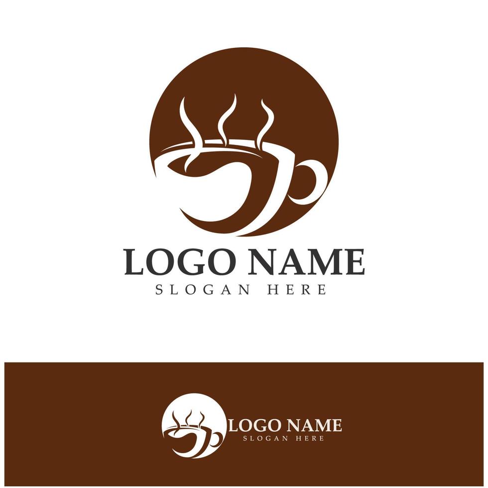 xícara de café logotipo modelo vetorial ícone ilustração design vetor