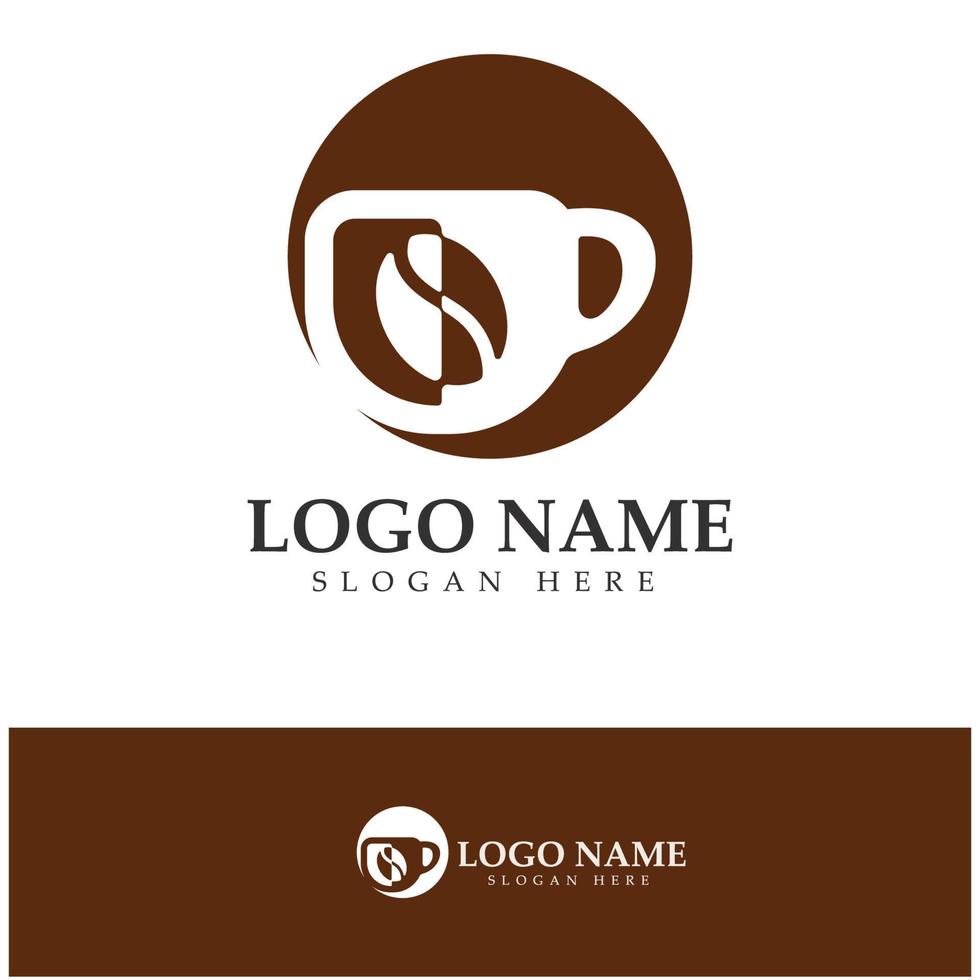 xícara de café logotipo modelo vetorial ícone ilustração design vetor