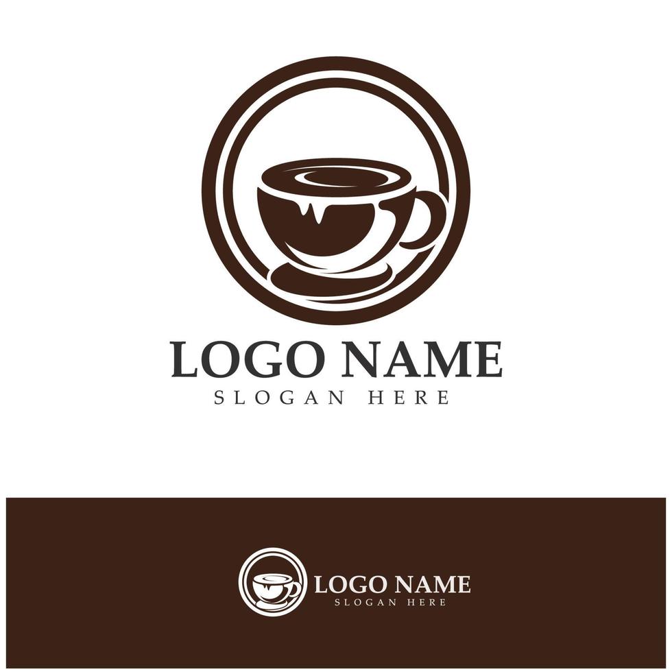 xícara de café logotipo modelo vetorial ícone ilustração design vetor