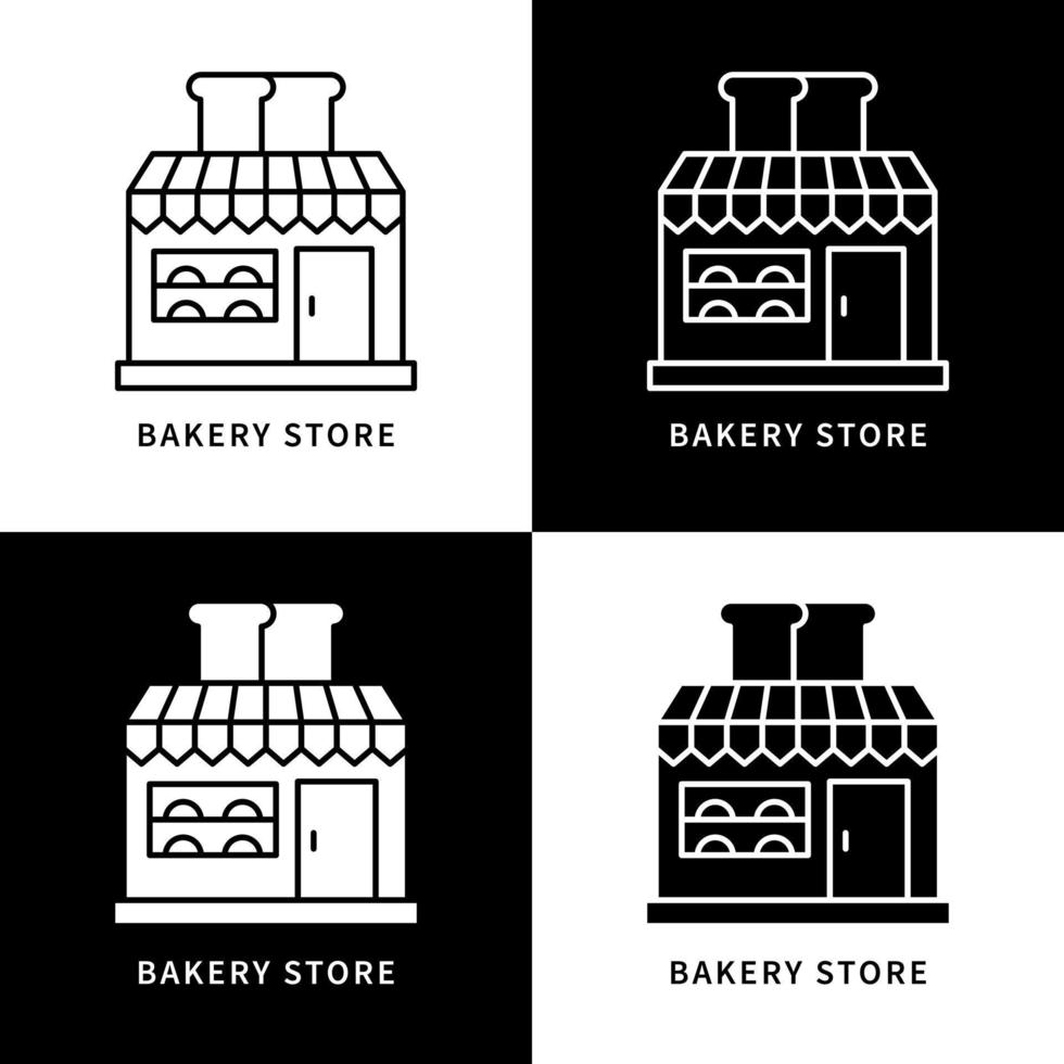 conjunto de ícones de loja de padaria. design de vetor de logotipo de negócios de pastelaria. símbolo de padaria e loja
