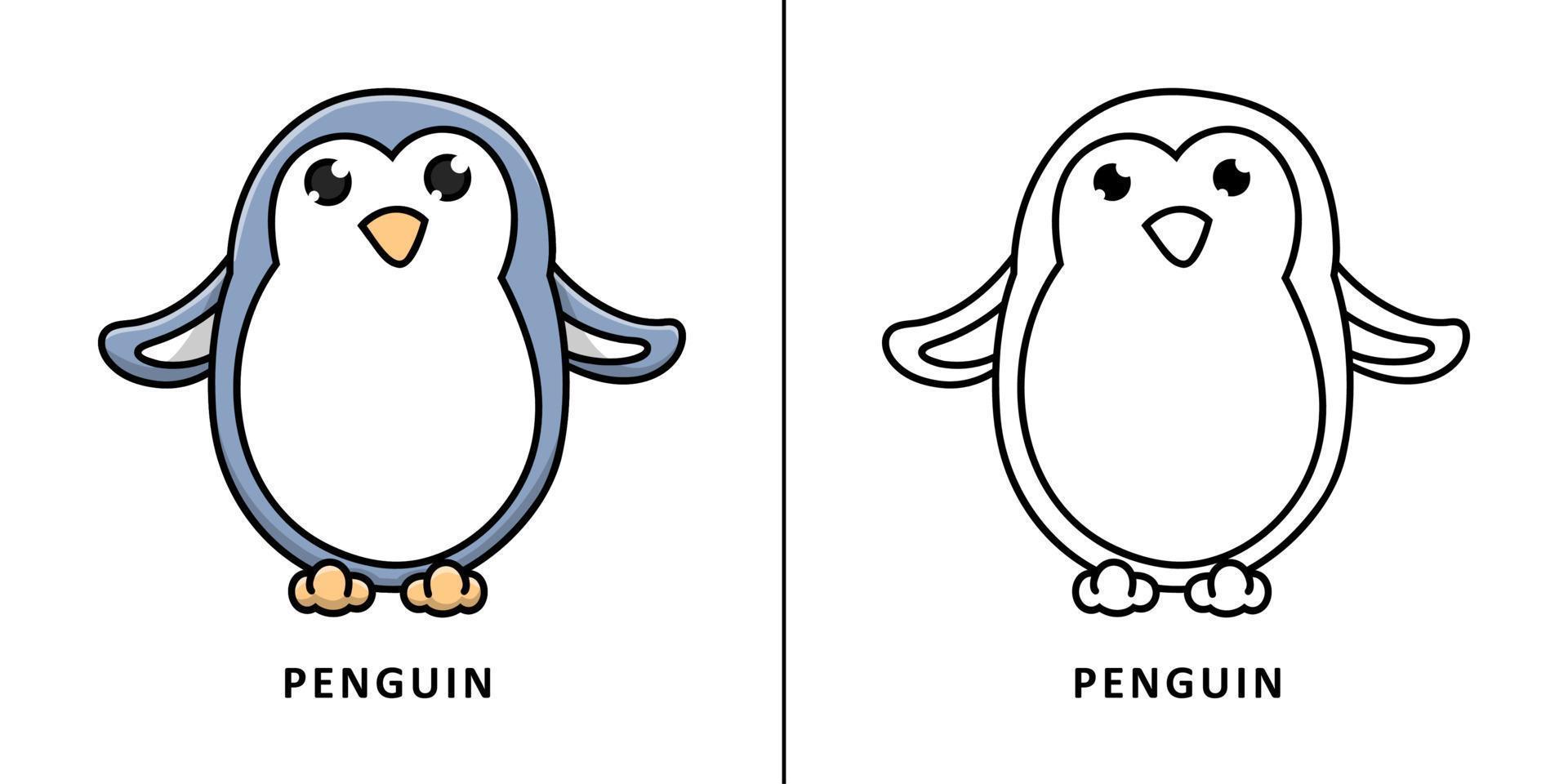 desenho de ícone de pinguim. animal inverno símbolo vetor crianças livro de colorir
