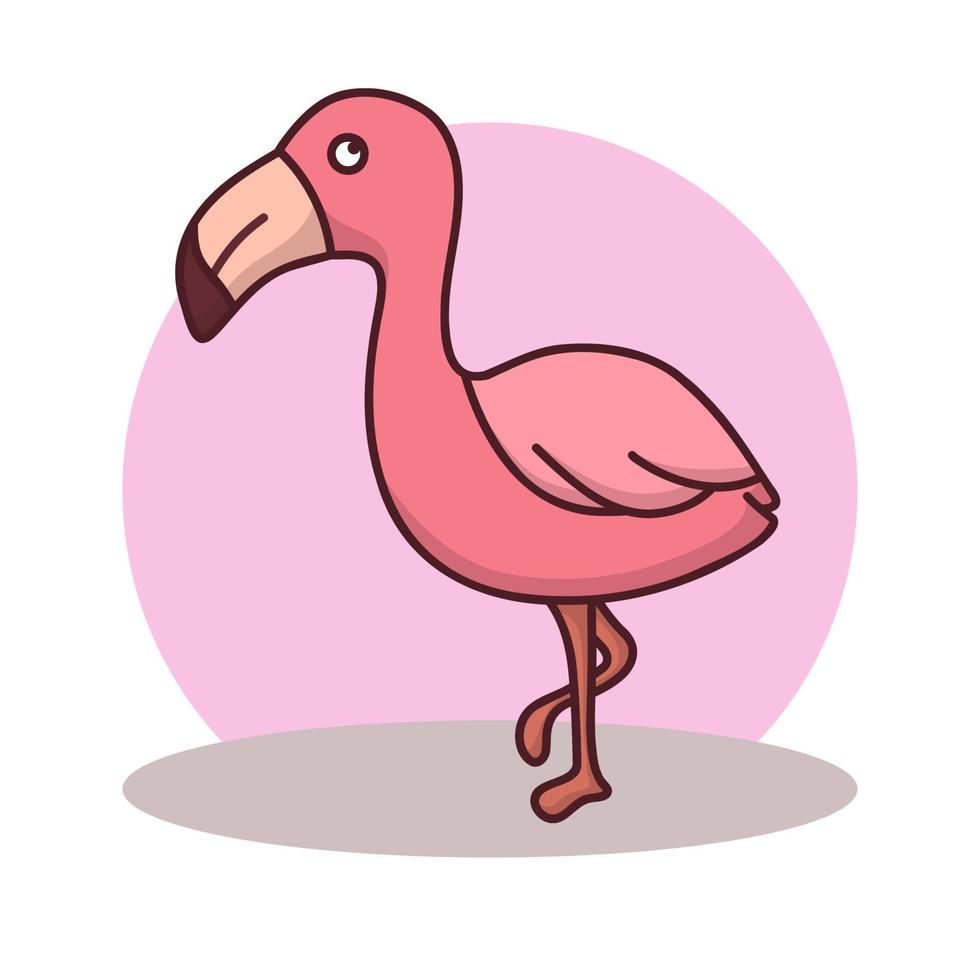 desenho de ícone de flamingo. vetor de símbolo de mascote de pássaro