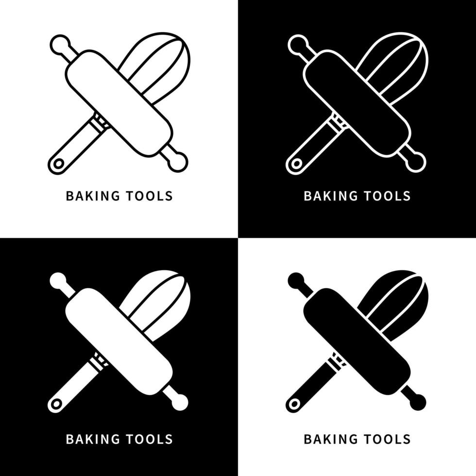 ícone de ferramentas de cozimento. assar e cozinhar logotipo. símbolo de vetor de rolo de utensílios de cozinha