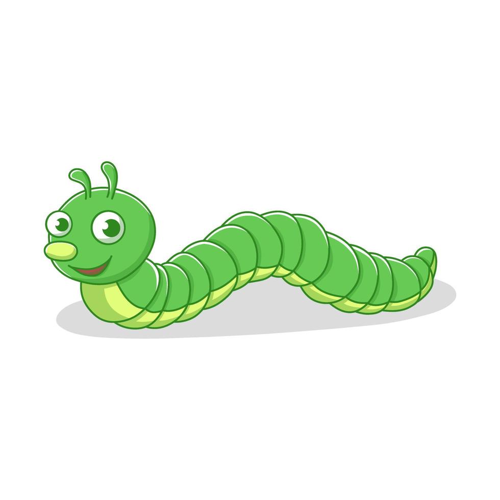 ilustração em vetor lagarta animal mascote. adesivo de desenho animado ícone de logotipo de larva de larva