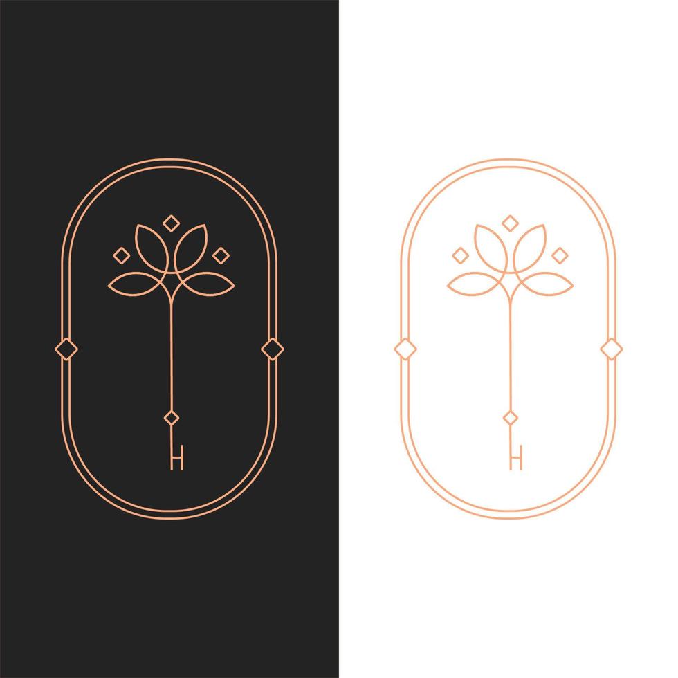 modelo de logotipo oval chave de lótus de vetor elegante em duas variações de cores. design de logotipo de estilo art déco para marca de empresa de luxo. design de identidade premium.