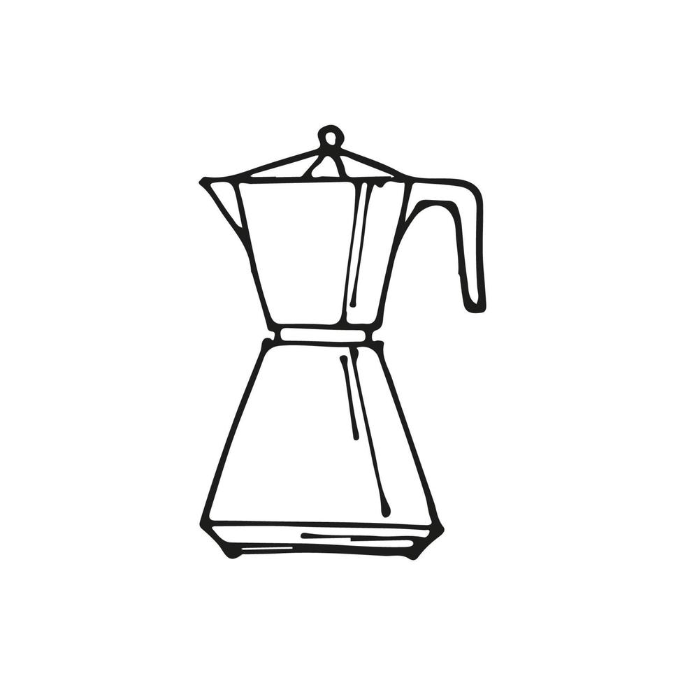 grande conjunto de bebidas de rabiscos de café desenhados à mão, sobremesas, feijões e outros objetos relacionados. ilustração de desenho vetorial. vetor