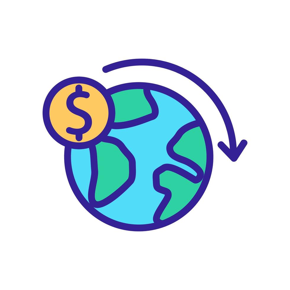 ilustração de contorno de vetor de ícone de transferência de dinheiro planeta