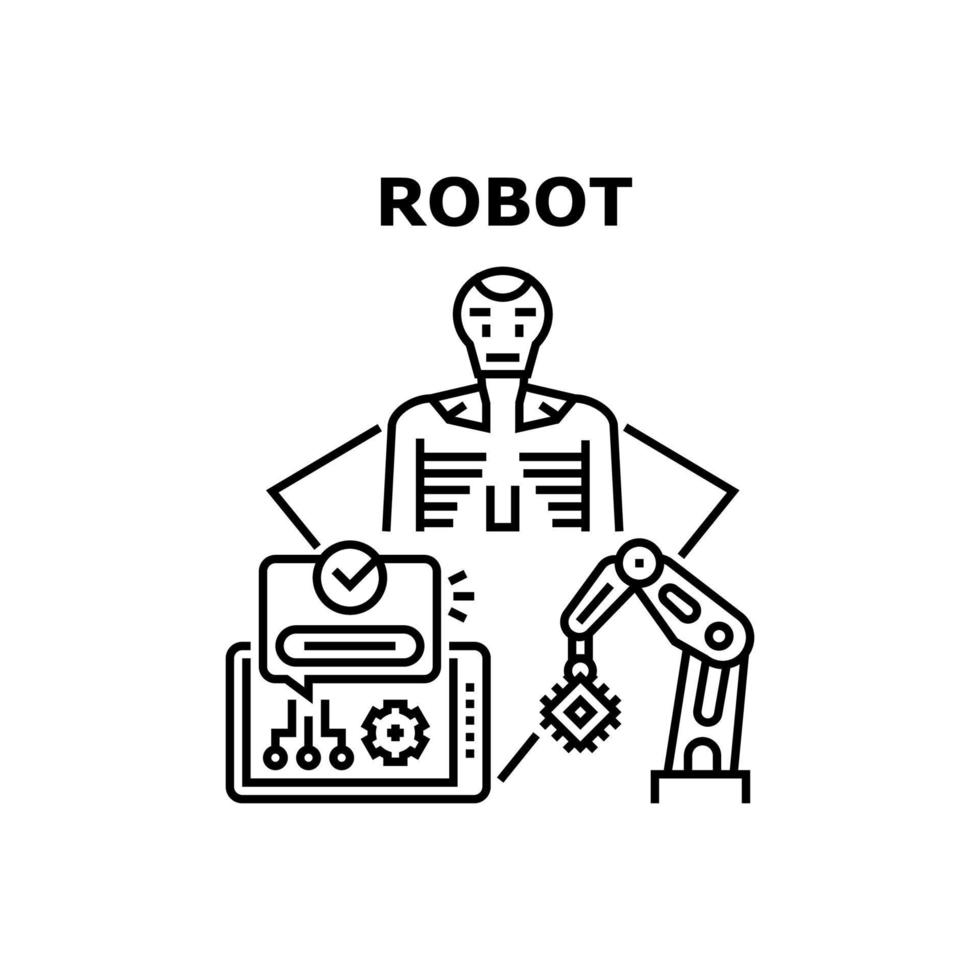 ilustração de conceito de vetor de máquina robô preta