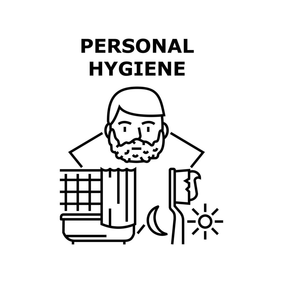 ilustração em preto do conceito de vetor de higiene pessoal