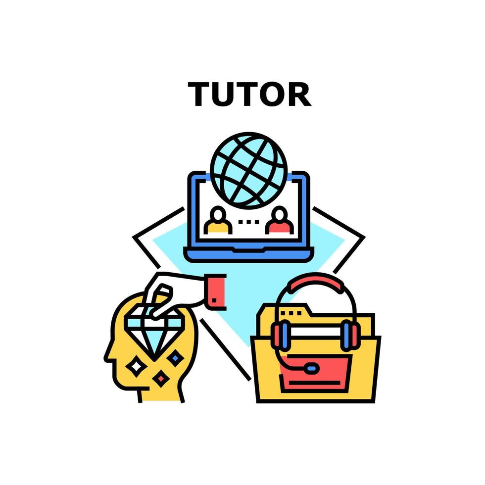 ilustração de cor de conceito de vetor de educação tutor