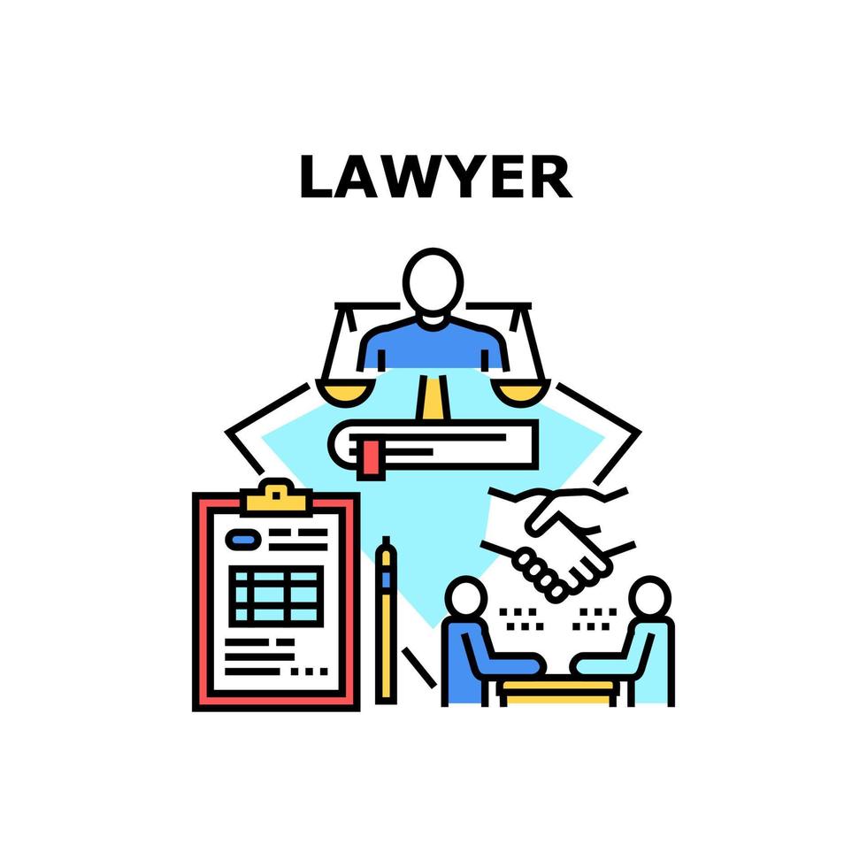 ilustração de cor de conceito de vetor de suporte de advogado