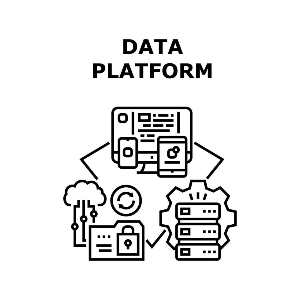 ilustração de cor de conceito de vetor de plataforma de dados