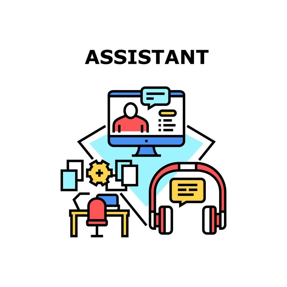 ilustração de cor de conceito de vetor de trabalho assistente