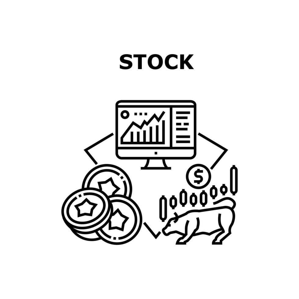 ilustração em preto do conceito de vetor do mercado de ações