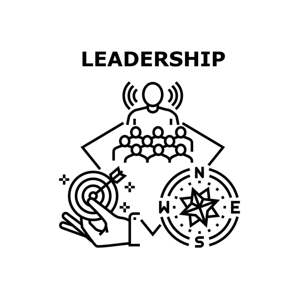 ilustração em preto do conceito de vetor de trabalho de liderança