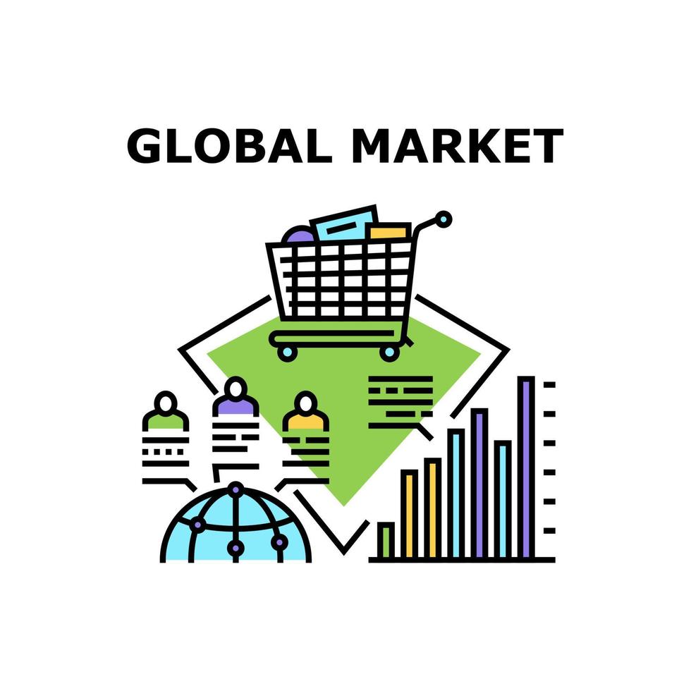 ilustração de cor de conceito de vetor de mercado global
