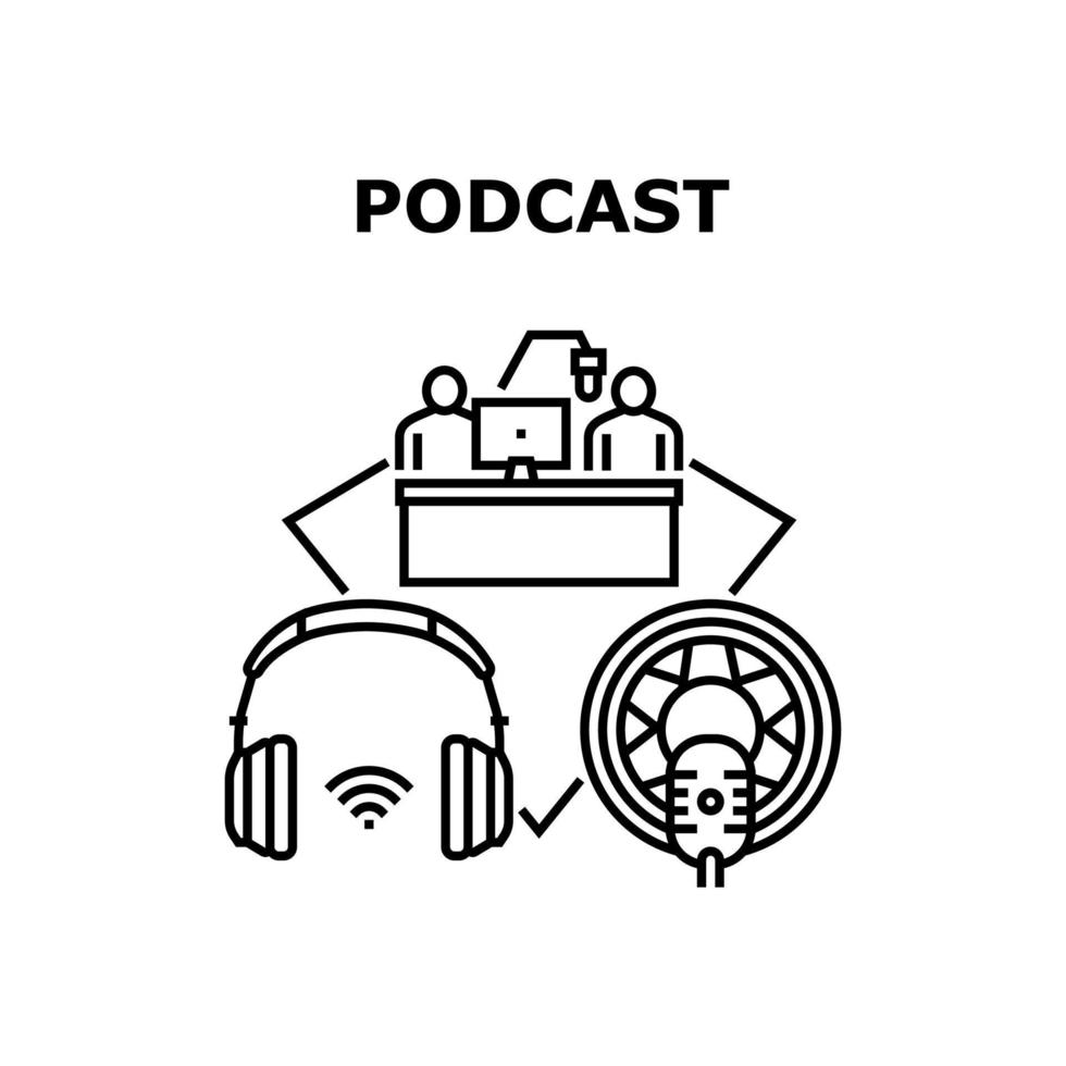 ilustração de conceito de vetor de rádio podcast preto