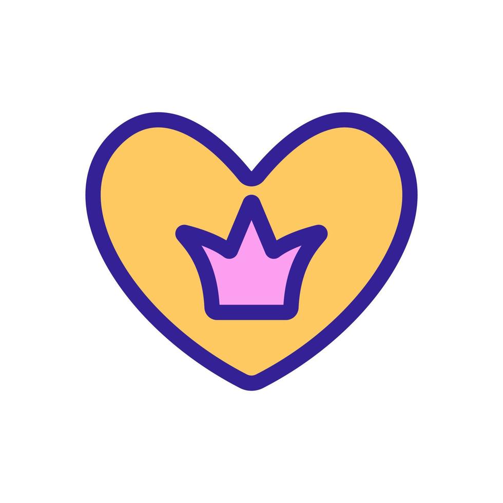 coroa com vetor de ícone de coração. ilustração de símbolo de contorno isolado