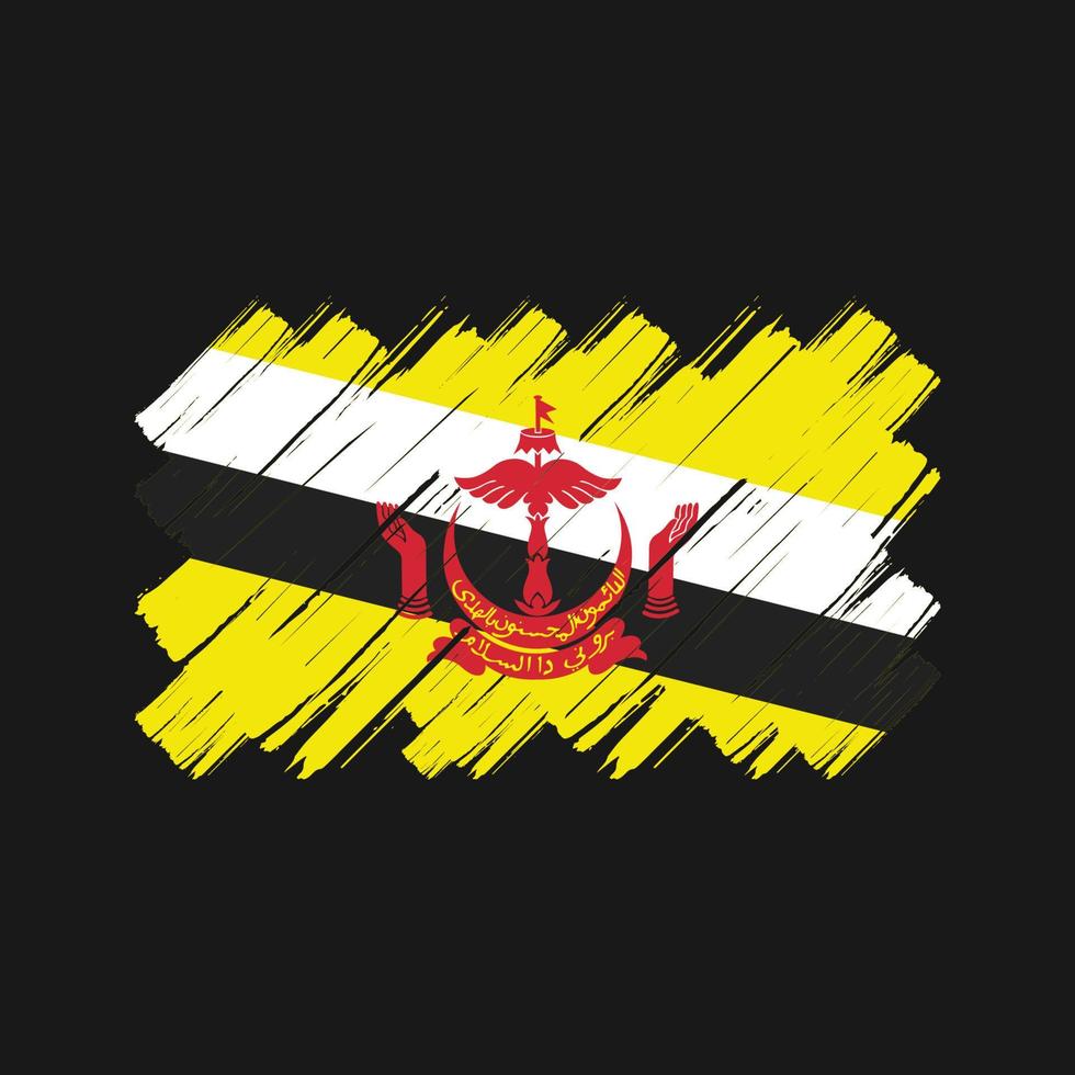 pinceladas de bandeira brunei. bandeira nacional vetor