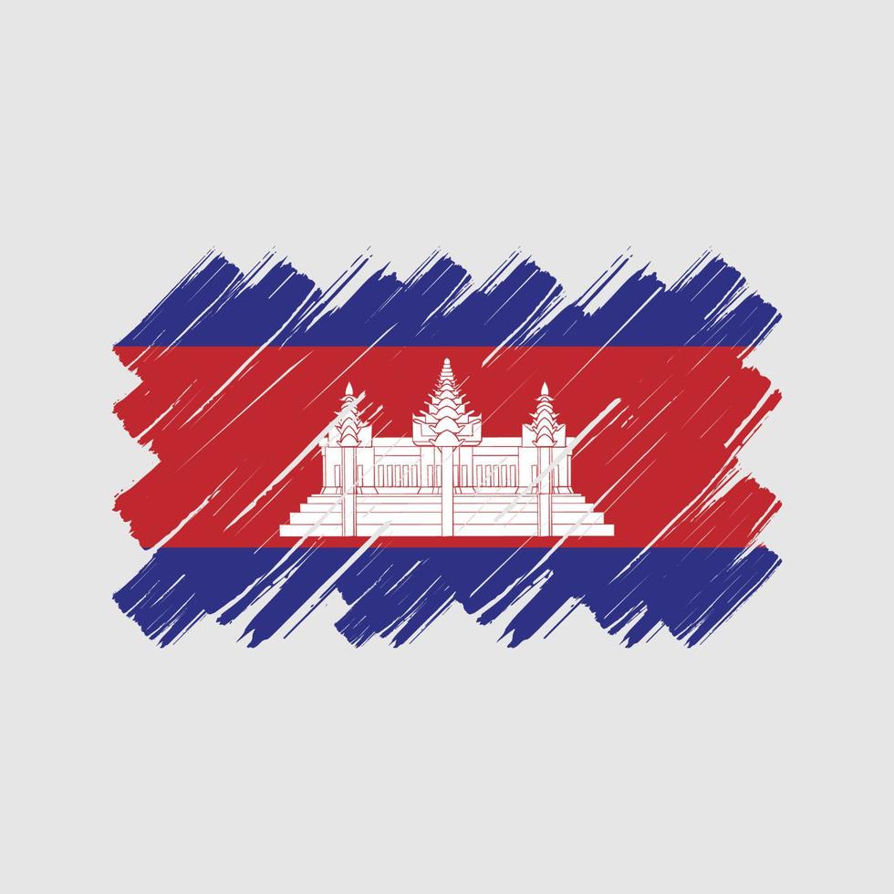 pinceladas de bandeira do camboja. bandeira nacional vetor