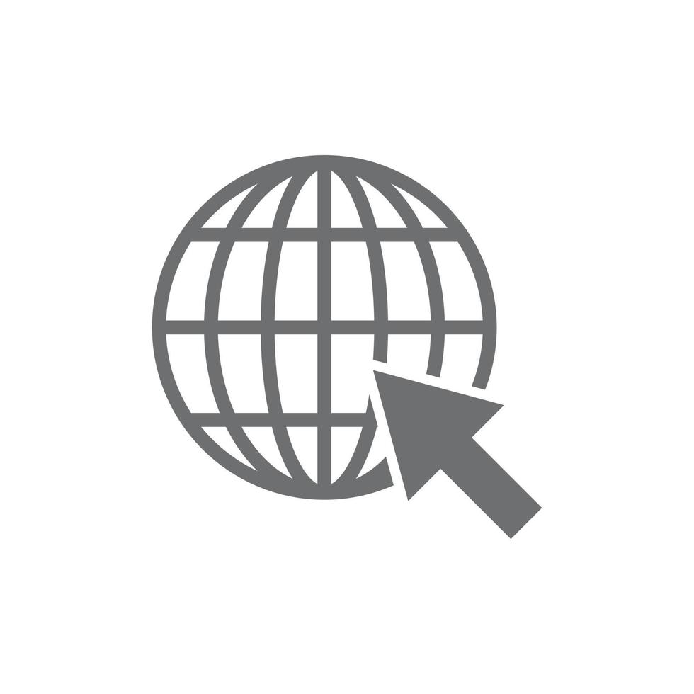 web de vetor cinza eps10 ou vá para o ícone da web isolado no fundo branco. símbolo do globo em um estilo moderno simples e moderno para o design do seu site, logotipo, pictograma, interface do usuário e aplicativo móvel