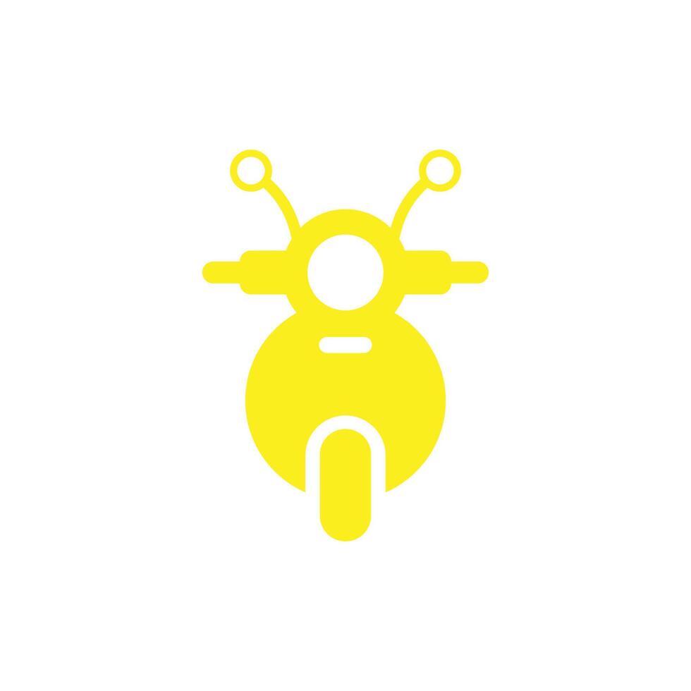 ícone de vista frontal da motocicleta de vetor amarelo eps10 isolado no fundo branco. símbolo de scooter em um estilo moderno simples e moderno para o design do seu site, logotipo, pictograma e aplicativo móvel