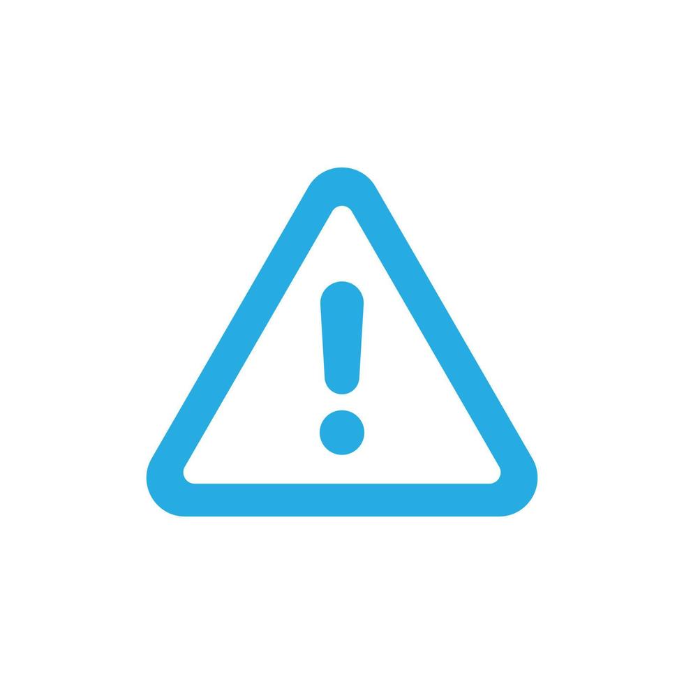 aviso de perigo do vetor eps10 azul ou ícone de risco isolado no fundo branco. símbolo de alerta de perigo em um estilo moderno simples e moderno para o design do seu site, logotipo, pictograma e aplicativo móvel