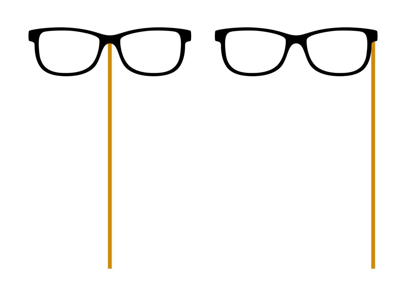 óculos com vara de madeira no fundo branco vetor