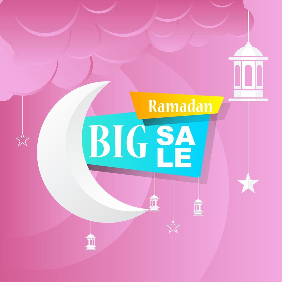 ramadan kareem set cartaz de venda e design de etiqueta de preço com cor gradiente colorida vetor