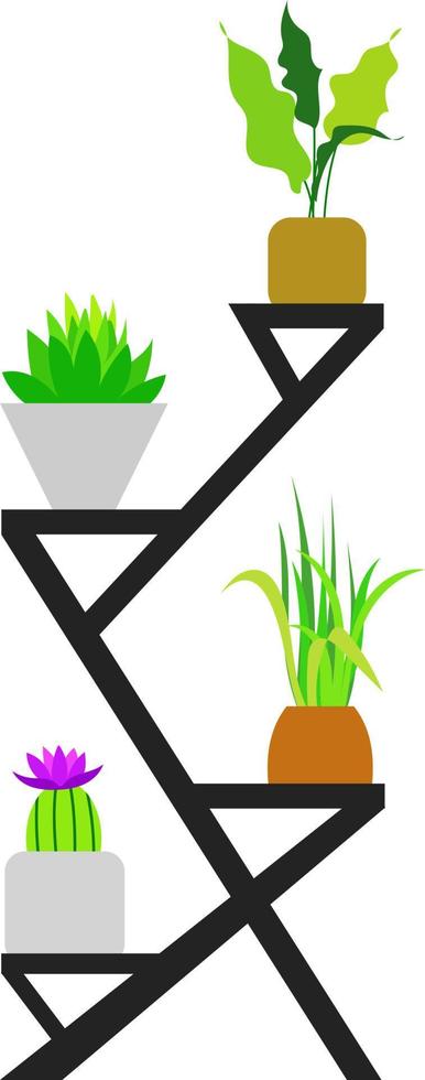 suporte de plantas para design de jardim interno, ilustração vetorial de rack de plantas vetor