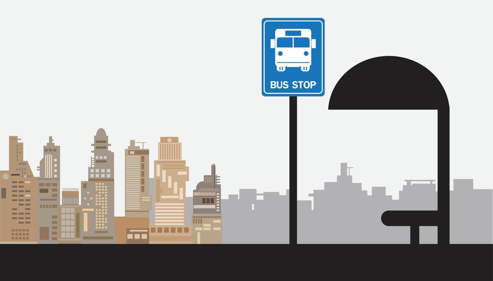 ícone de parada de ônibus, transporte público, design plano de ilustração vetorial, vetor