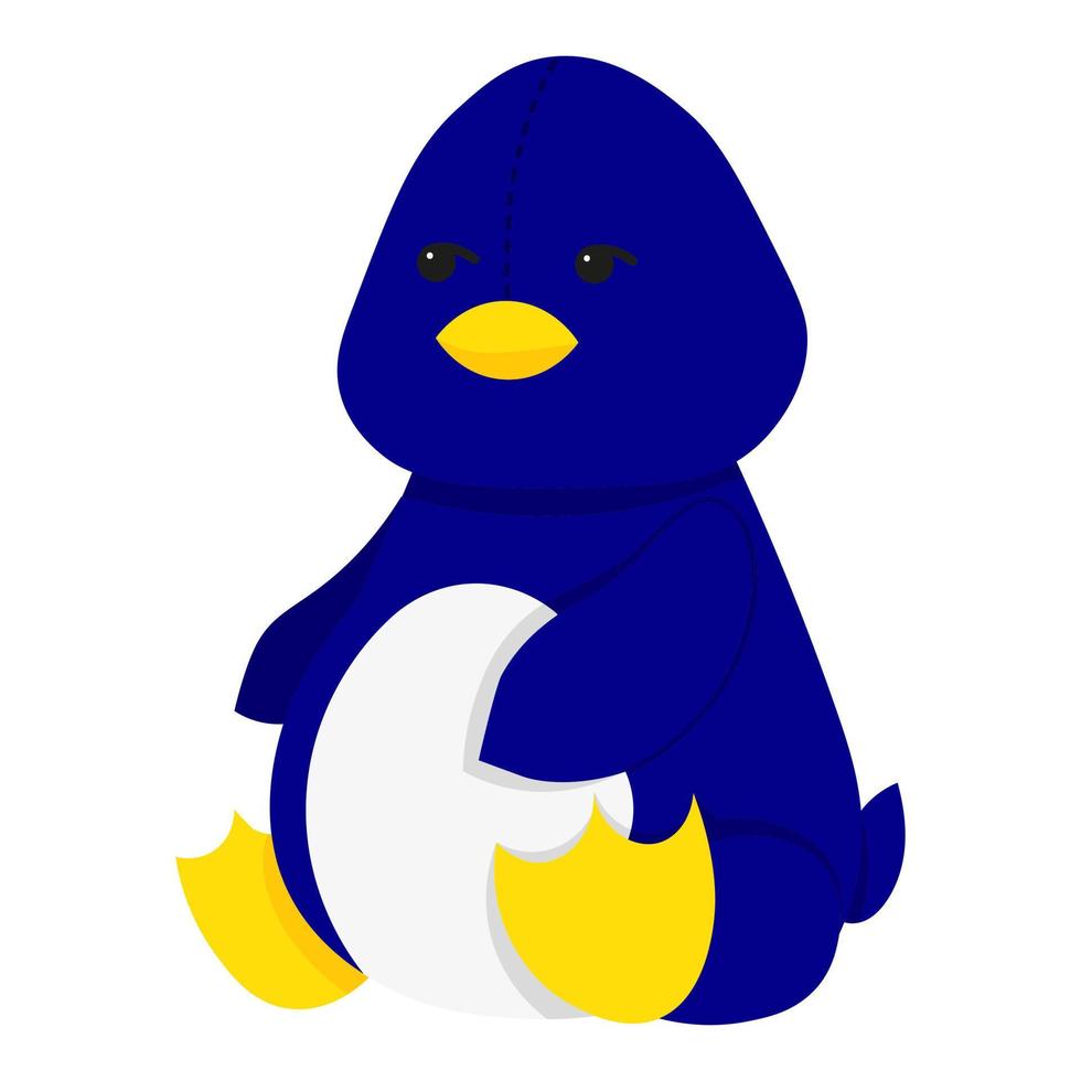 lindo pinguim azul de pelúcia. ilustração vetorial plana. pinguim de pelúcia. um brinquedo de pelúcia na forma de um pinguim vetor