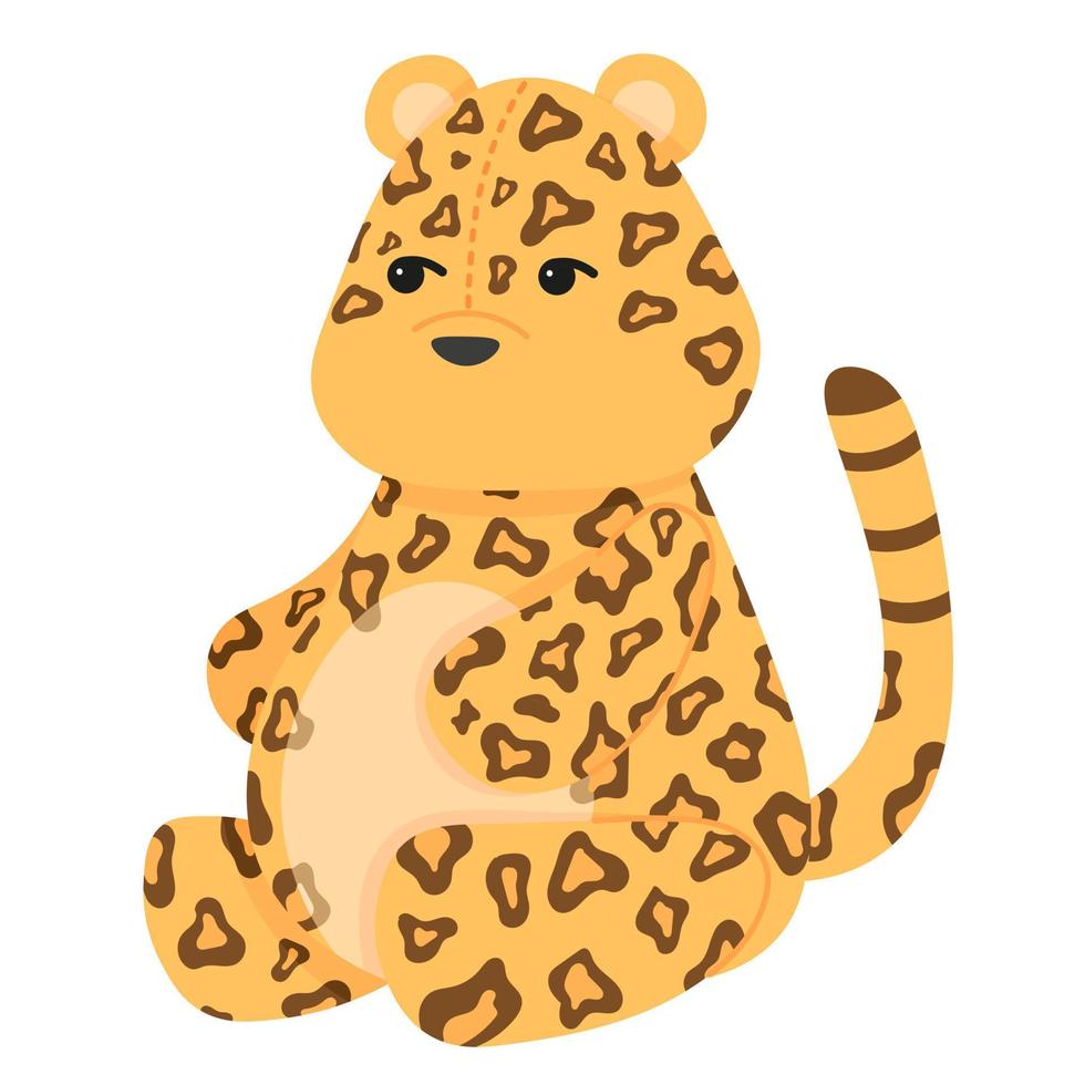 lindo leopardo de pelúcia. ilustração vetorial em um estilo simples. leopardo de pelúcia vetor