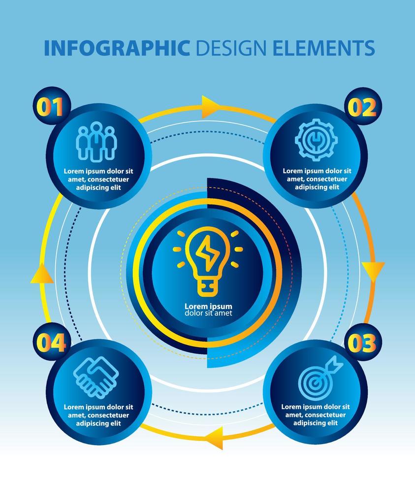 modelo de design de infográficos de ilustração vetorial, informações de negócios, gráfico de apresentação, com 4 opções ou etapas. vetor