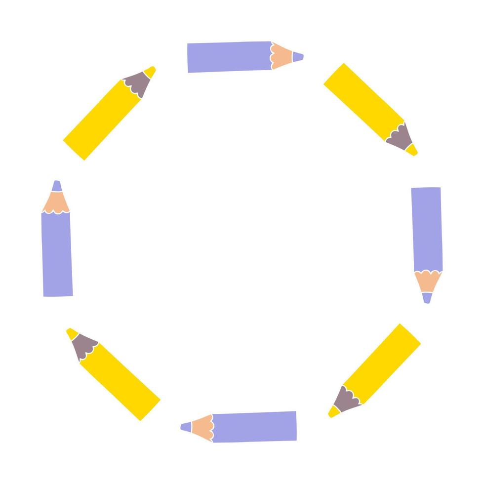 fronteira de forma de lápis coloridos redondos com espaço vazio para texto. vetor