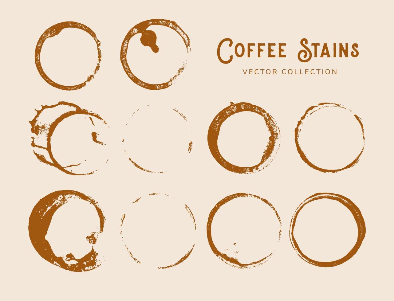 mancha de caneca de café em conjunto de coleção de vetores de forma de círculo