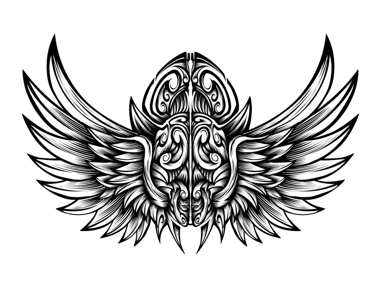 desenho vetorial de tatuagem de asas de anjo vetor