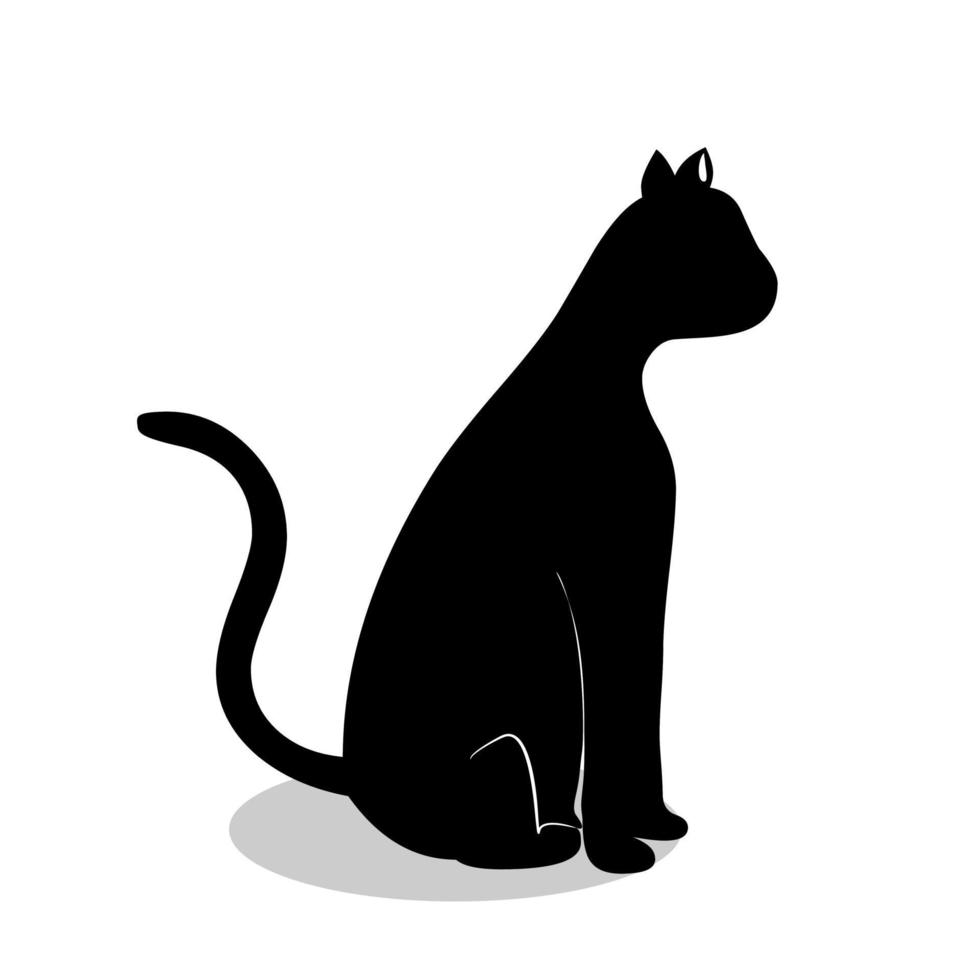 ilustração em vetor preto de ícone de gato sentado