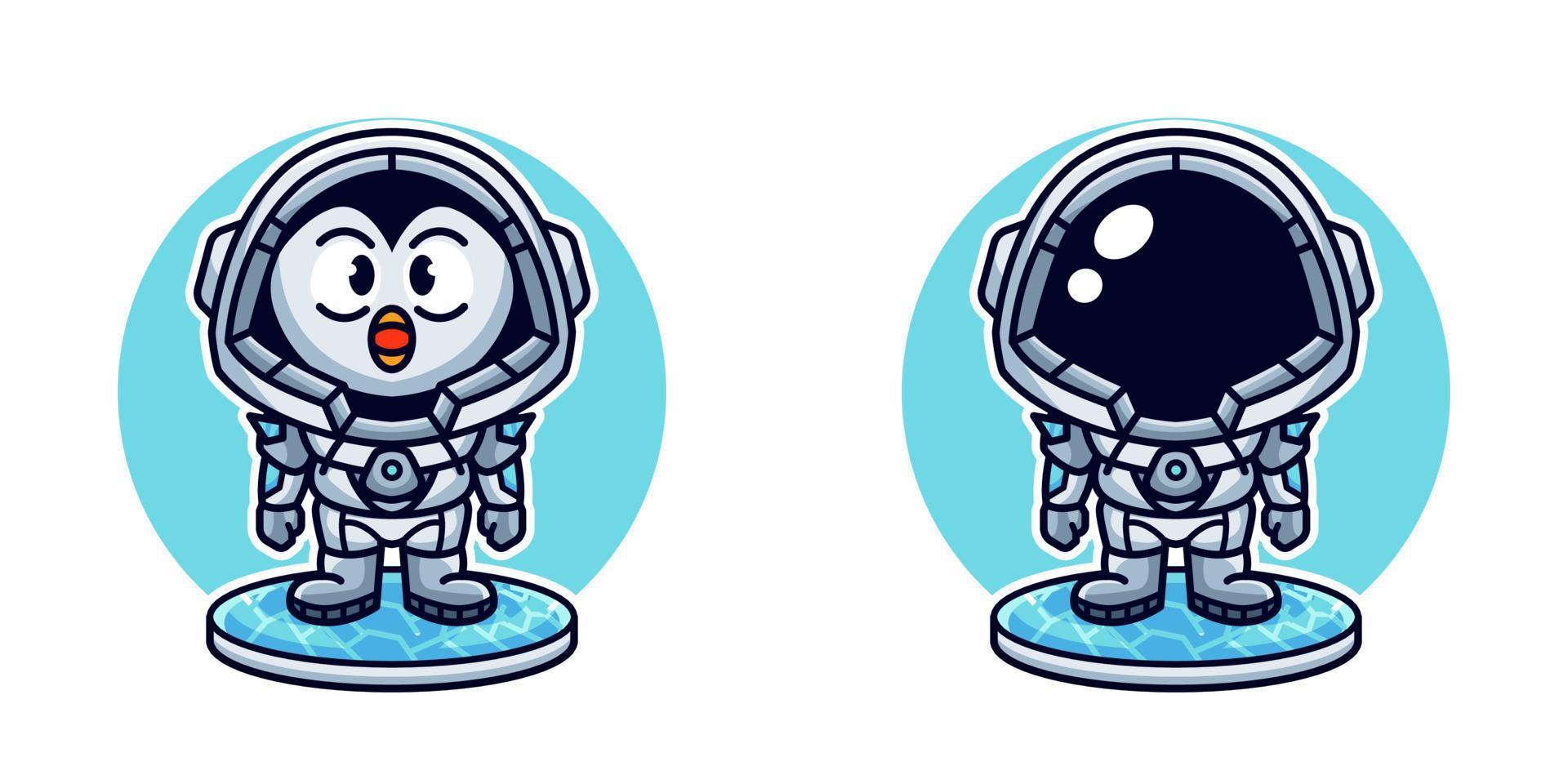 pinguim a ilustração dos desenhos animados do astronauta vetor