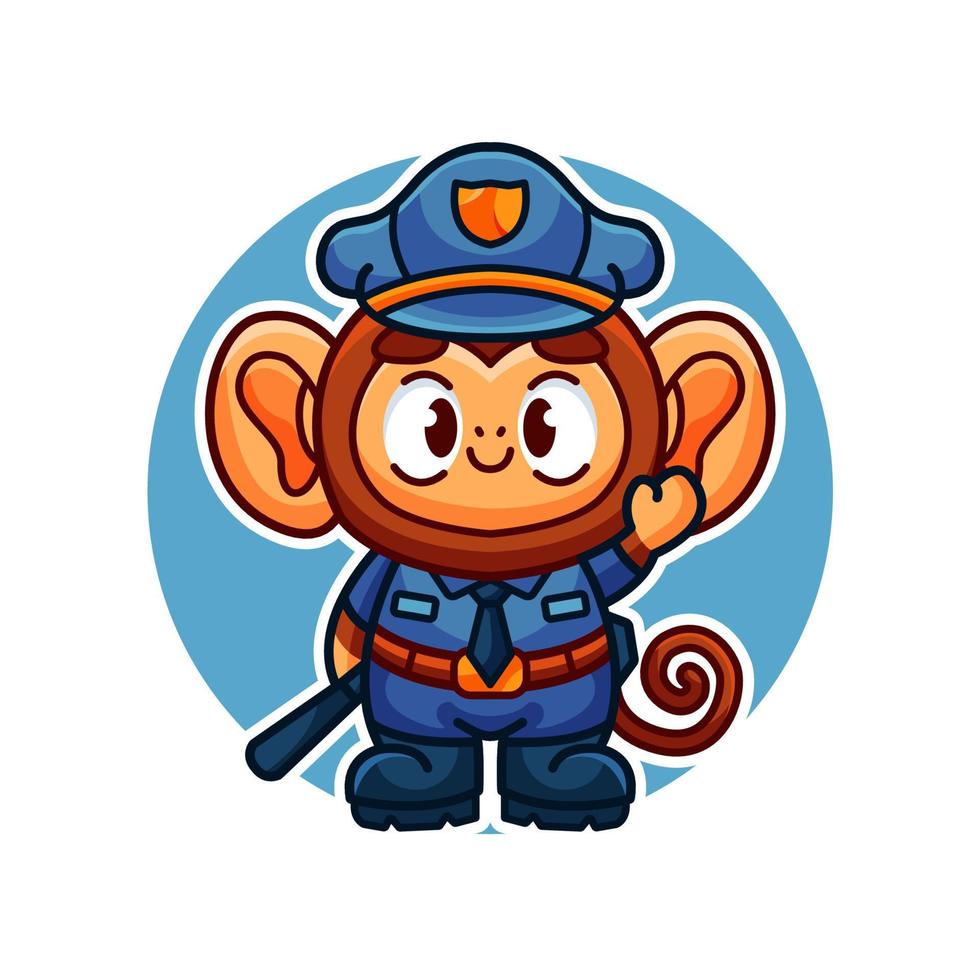 ilustração de desenho animado de polícia de macaco vetor