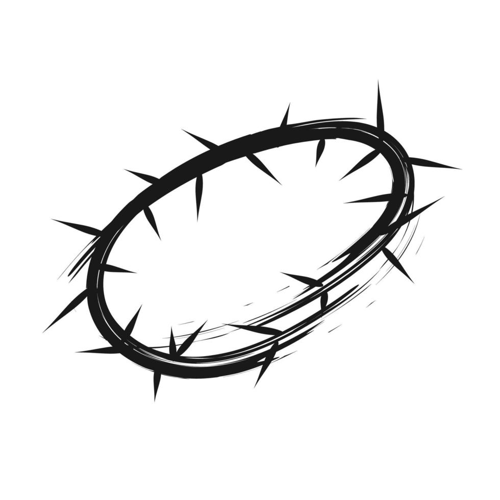 desenho de tatuagem cristão com uma coroa de espinhos vetor