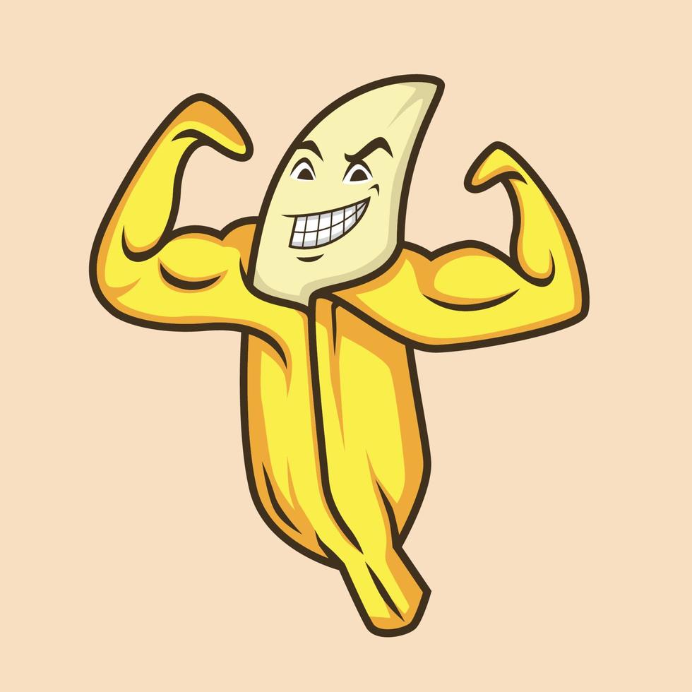 ilustração vetorial gráfico de banana muscular mostrando seu bíceps. vetor