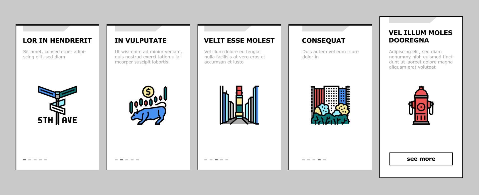 conjunto de ícones de integração de marcos da cidade americana de nova york vetor