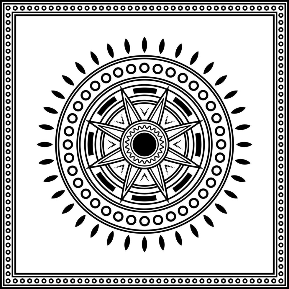 ornamento de mandala com moldura quadrada em fundo branco. arte, linha, silhueta, estilo criativo e único. adequado para símbolo, sinal, decoração, azulejo, impressão, papel de parede, cartão, saudação, casamento e têxtil vetor