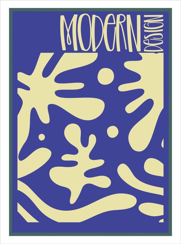 cartaz de matisse estético isolado com texto. design minimalista moderno. ilustração em vetor abstrato. gráfico de natureza vintage. vetor de fundo de arte abstrata. design floral azul na moda