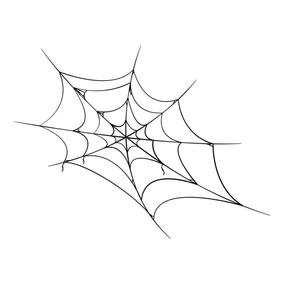 teia de aranha preta de halloween sobre fundo branco. ilustração vetorial, clip-art. feliz Dia das Bruxas. silhueta de vetor de linha. ilustração para webdesign