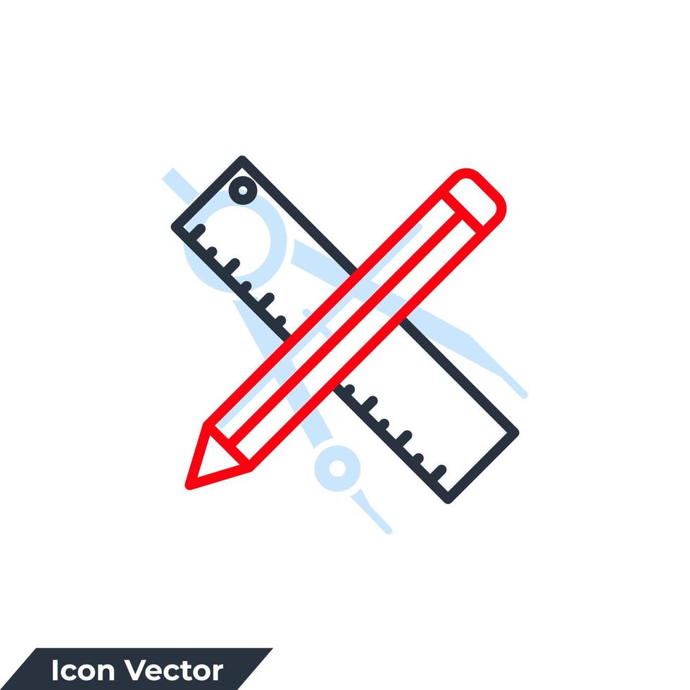 régua e lápis ícone logotipo ilustração vetorial. modelo de símbolo de medida para coleção de design gráfico e web vetor