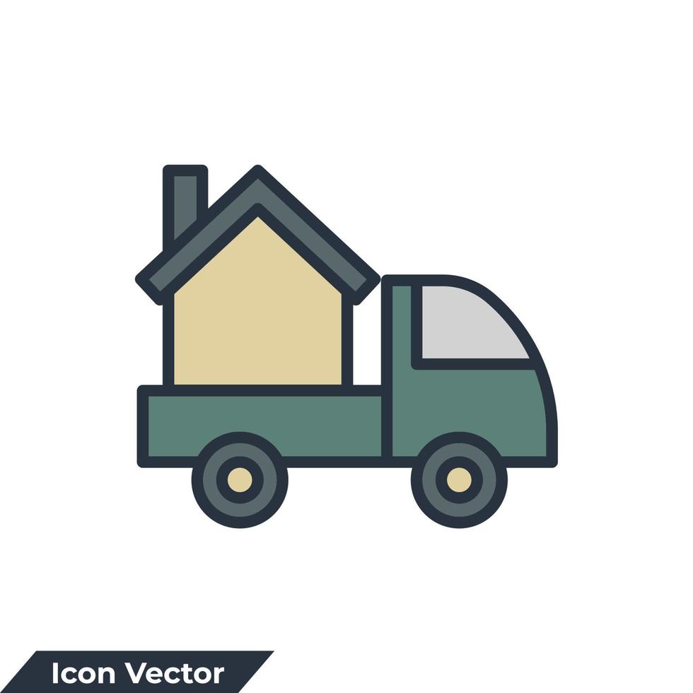 ilustração em vetor logotipo ícone em casa em movimento. modelo de símbolo de caminhão de entrega em domicílio para coleção de design gráfico e web